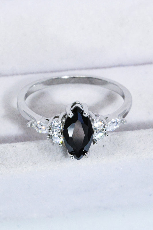 925 Sterling Silver Black Agate Ring 