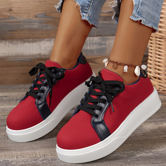 New Lace-up Flats Women Walking Sports Skateboard Shoes Retro Fashion Casual Sneakers 