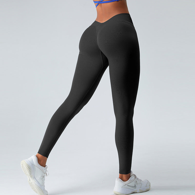 Seamless V Waist Yoga Pants Female High Waist Hip Lift 