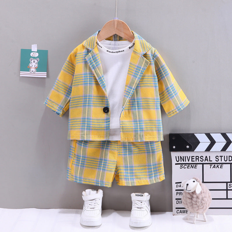 BOys Personality Lapel Three Piece Cardigan Suit