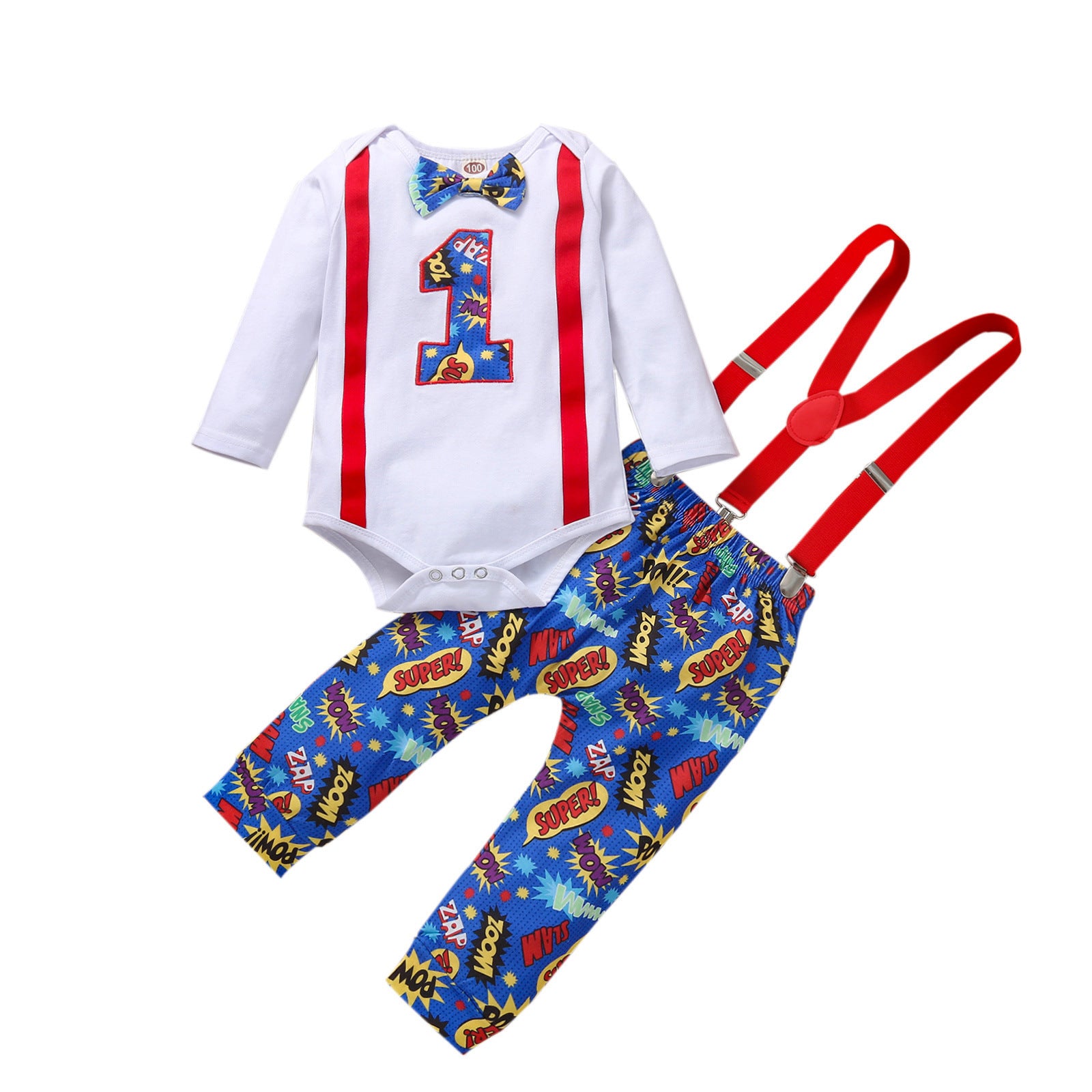 Two-piece Baby And Toddler Birthday Suspender Romper Romper Set