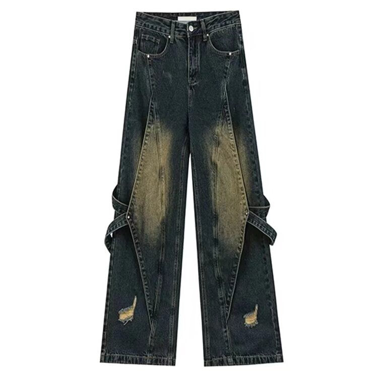 High Street Vibe Vintage Heavy Industry Worn Looking Washed-out Jeans Men