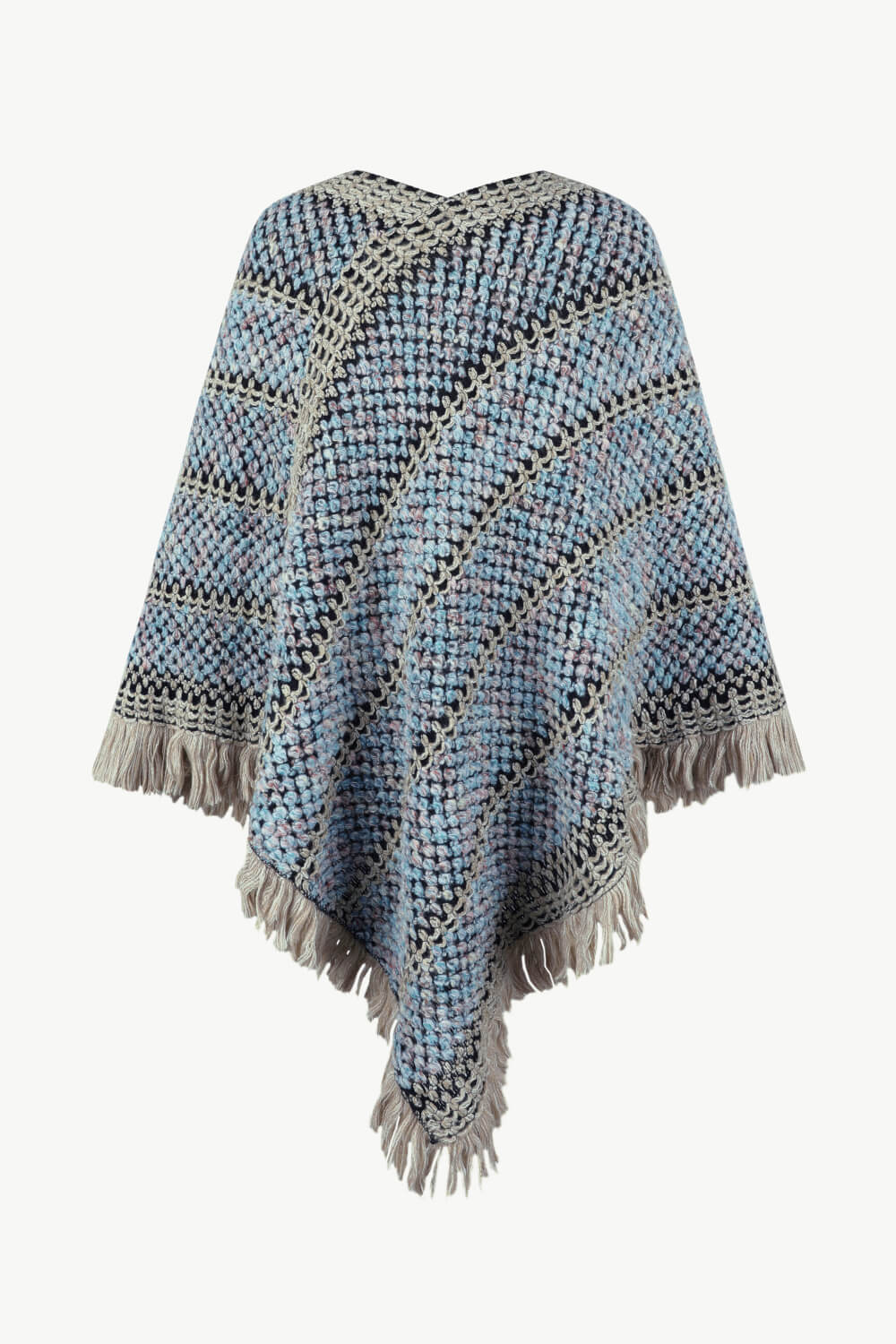 V-Neck Fringe Hem Poncho 