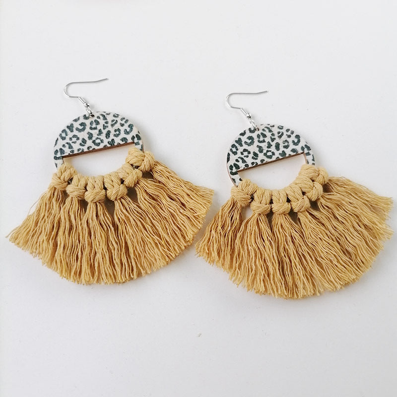 Tassel Detail Leopard Drop Earrings 