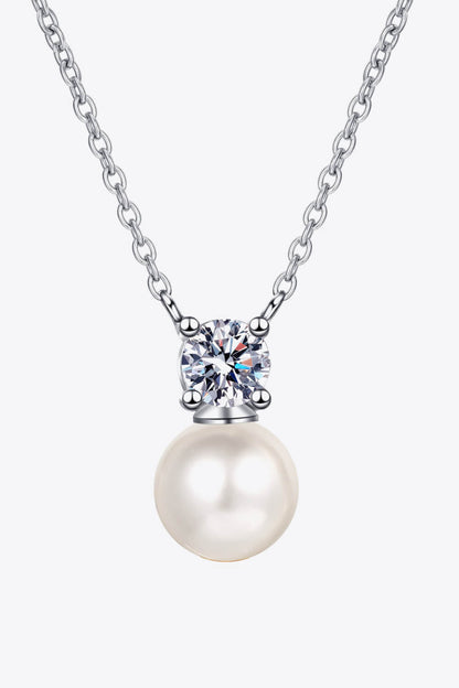 925 Sterling Silver Freshwater Pearl Moissanite Necklace 