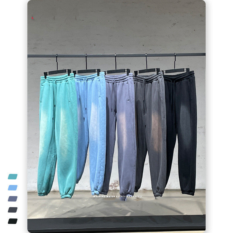 Copy Color Distressed Loose Thick And Velvet Sweatpants