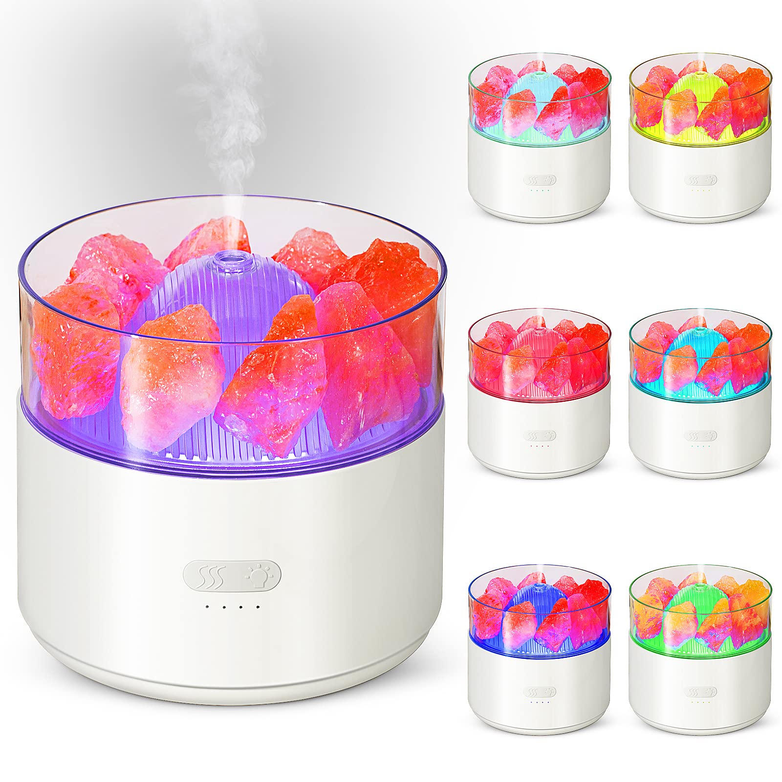 Cool-Mist Impeller Air Humidifier Crystal Salt Aroma Diffuser Incense Machine Fogger Essential Oil Lamp Difusor Ambient Light