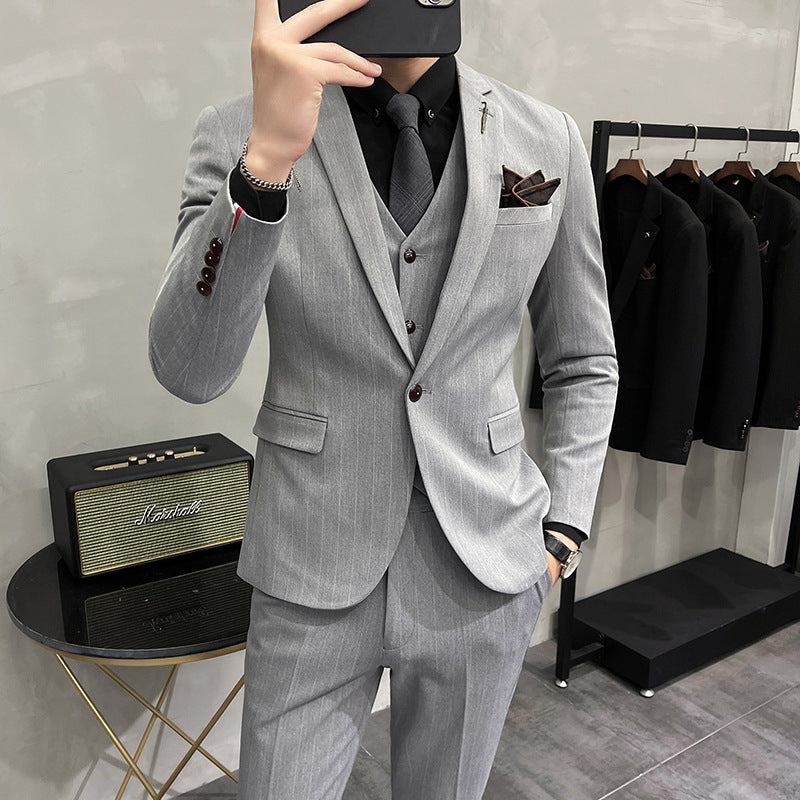 Striped Suit Men's Three-piece Suit 