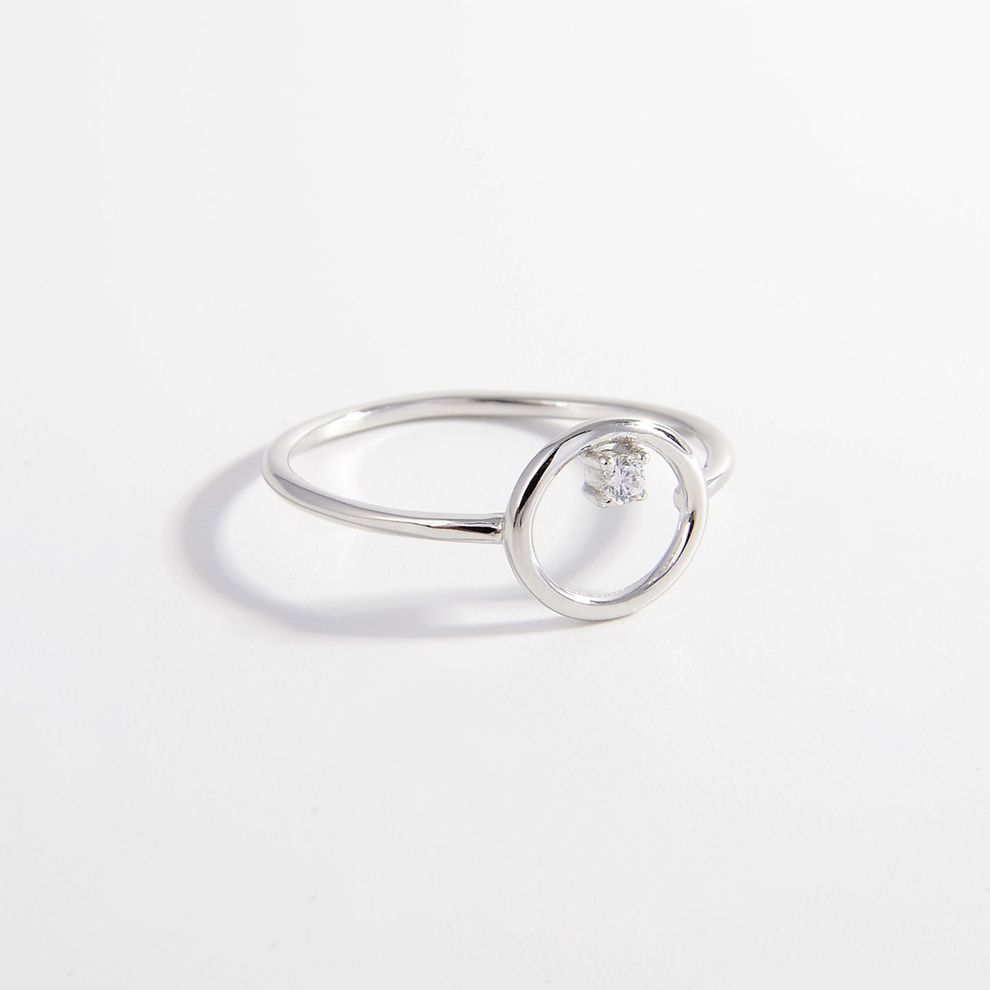 Zircon Circle 925 Sterling Silver Ring 