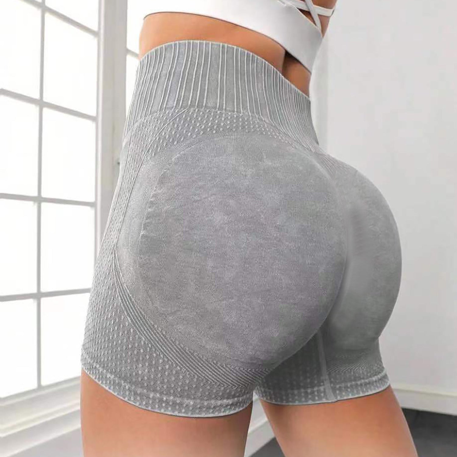 High-waisted Hip-lifting Fitness Pants Solid Color Quick-drying Tight Running Sports Yoga Shorts Women 