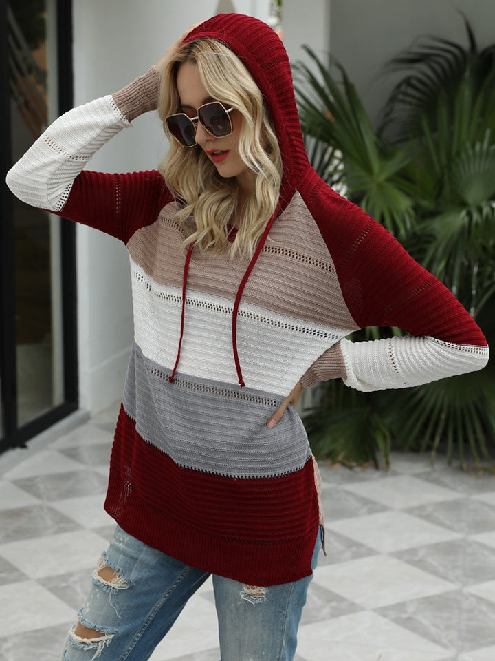 Color Block Hooded Sweater 