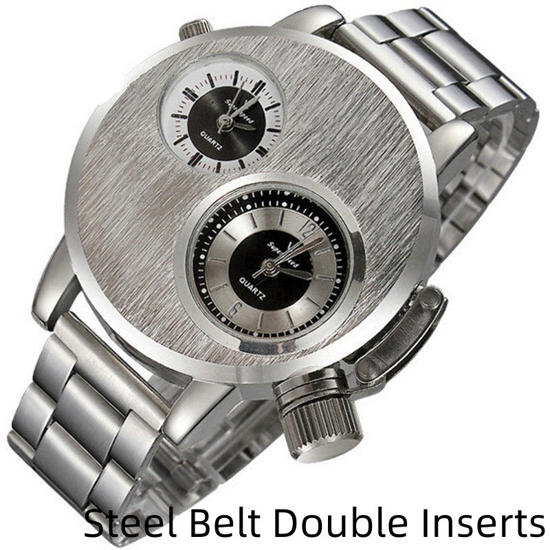 Large Plate Double-movement Watch Men