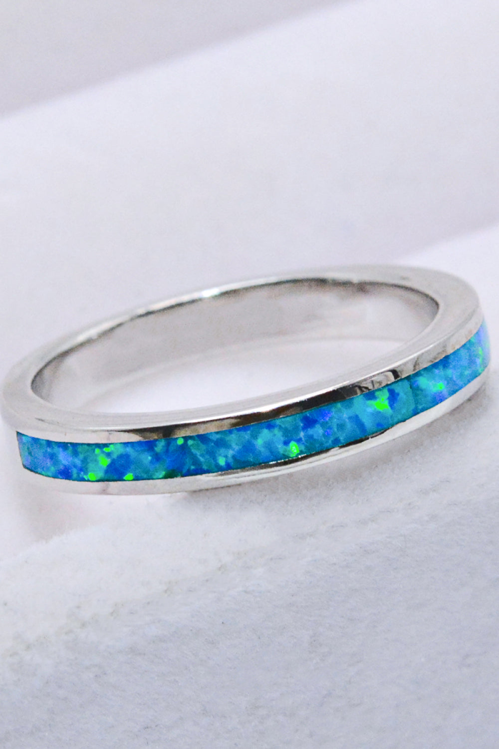 925 Sterling Silver Opal Ring in Sky Blue 