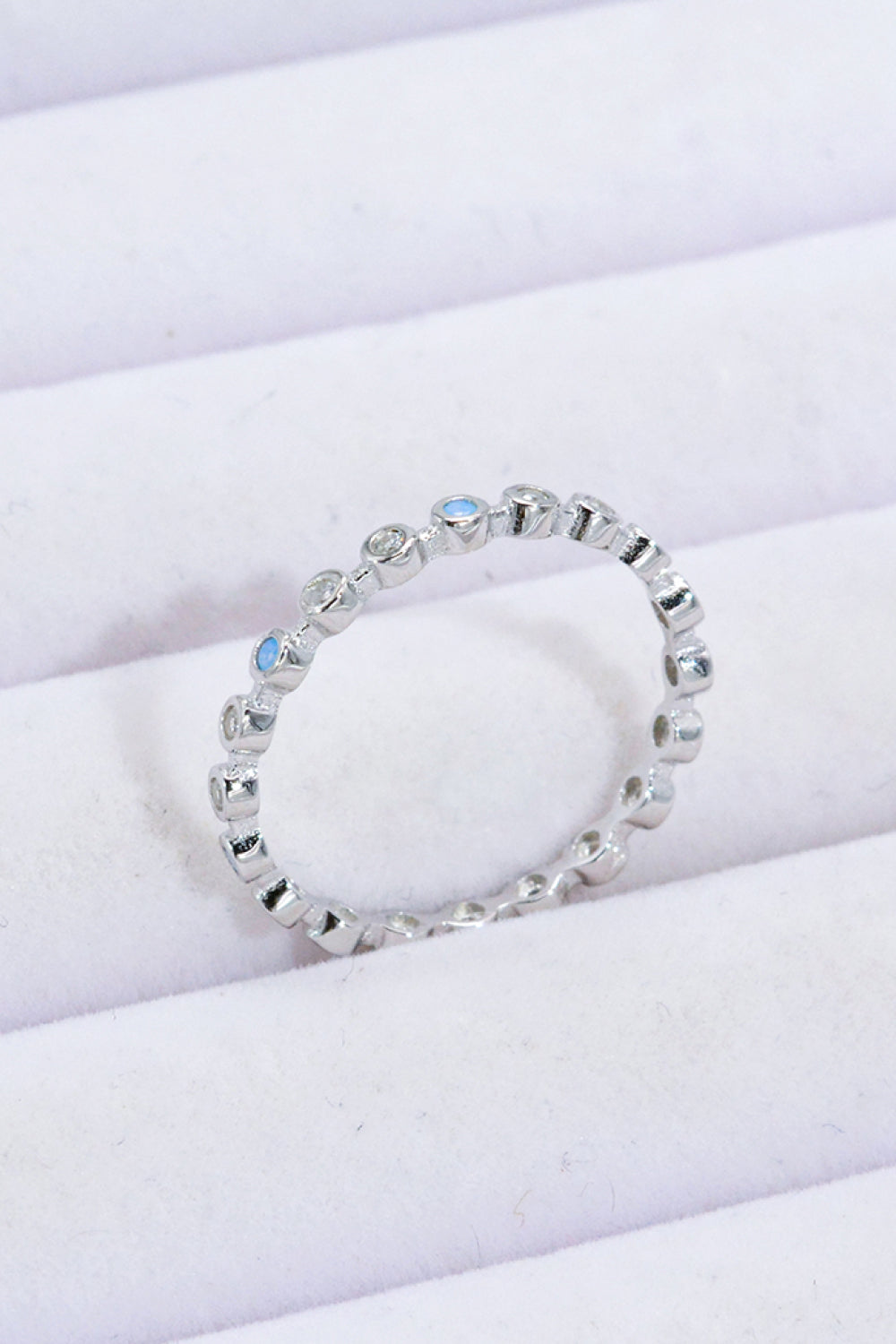 925 Sterling Silver Zircon and Natural Moonstone Ring 