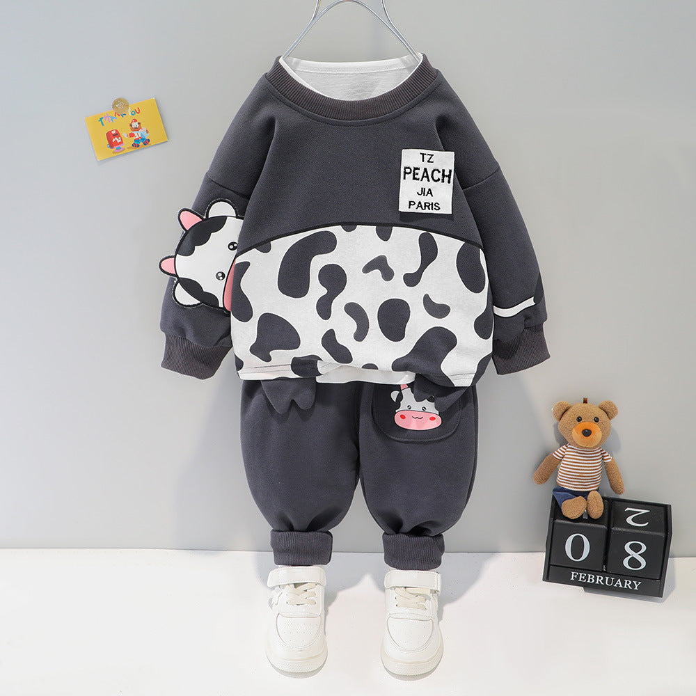 Children's Cartoon Sweater Pants Two-piece Set