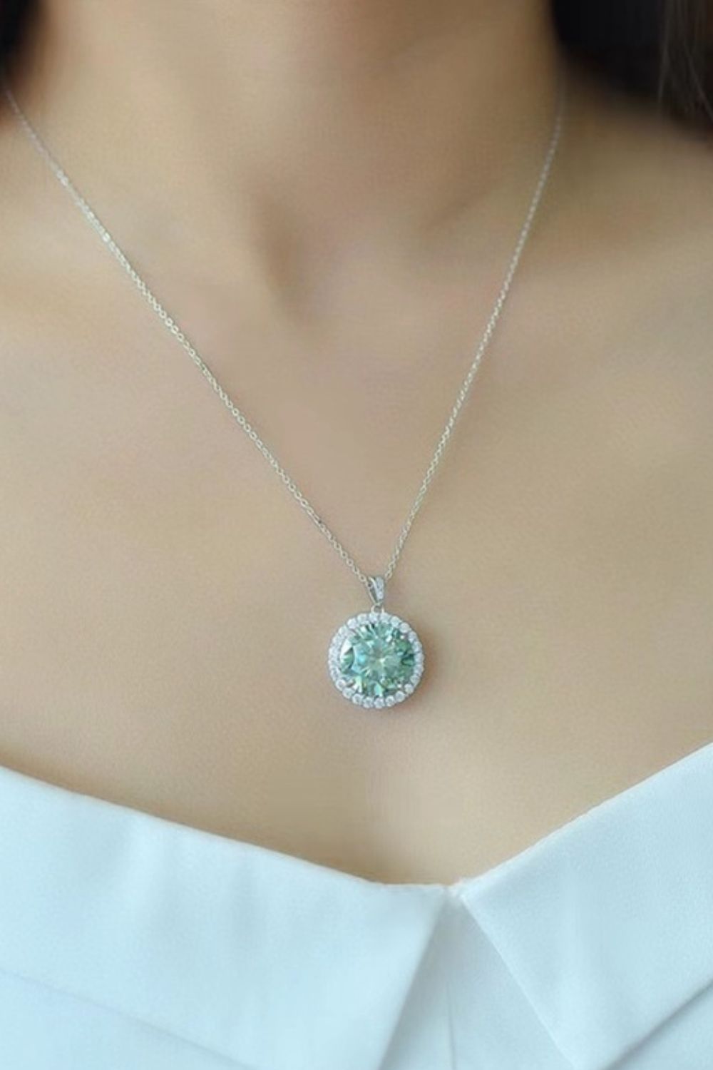 10 Carat Moissanite Pendant Platinum-Plated Necklace 