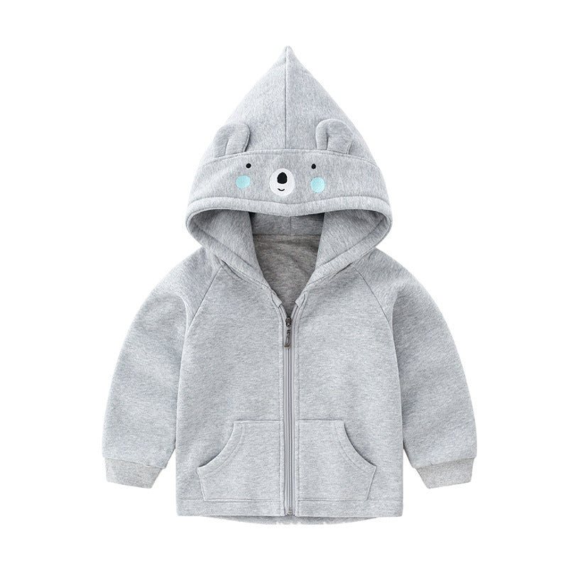 Thickened Children's Cartoon Hooded Zipper Jacket