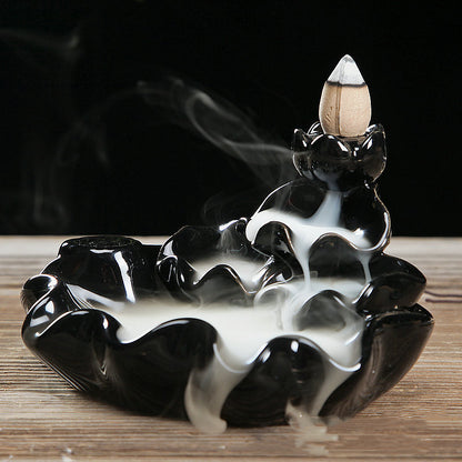 Simple Ceramic Backflow Incense Burner Buddha Supplies