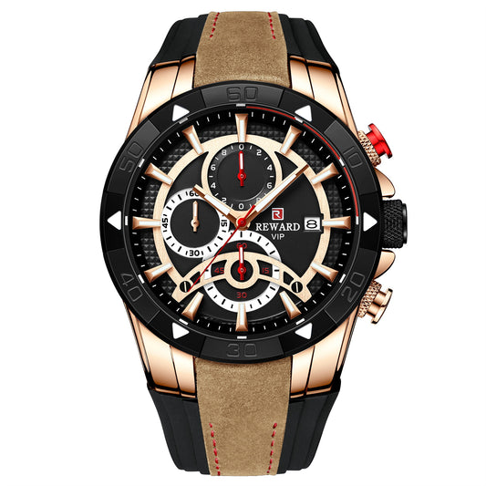 Men's Watch Calendar Watch Tape Quartz Watch Six-pin Watch Business Men's Watch