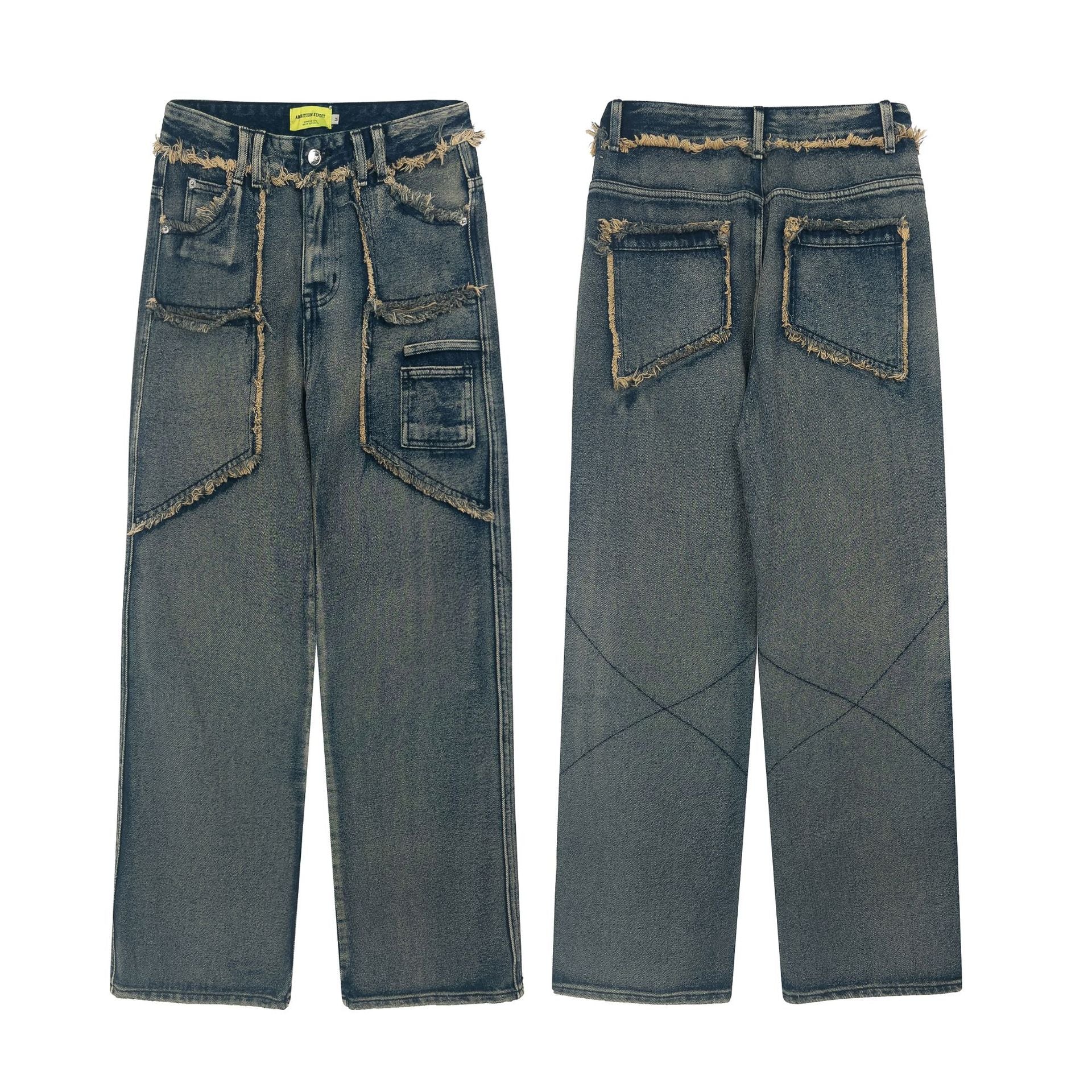 Men's Hem Straight Denim Trousers