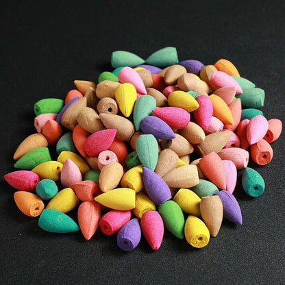 100Pcs Backflow Incense Cones Burner Heavy Smoke Waterfall Buddhism Smoke Cones