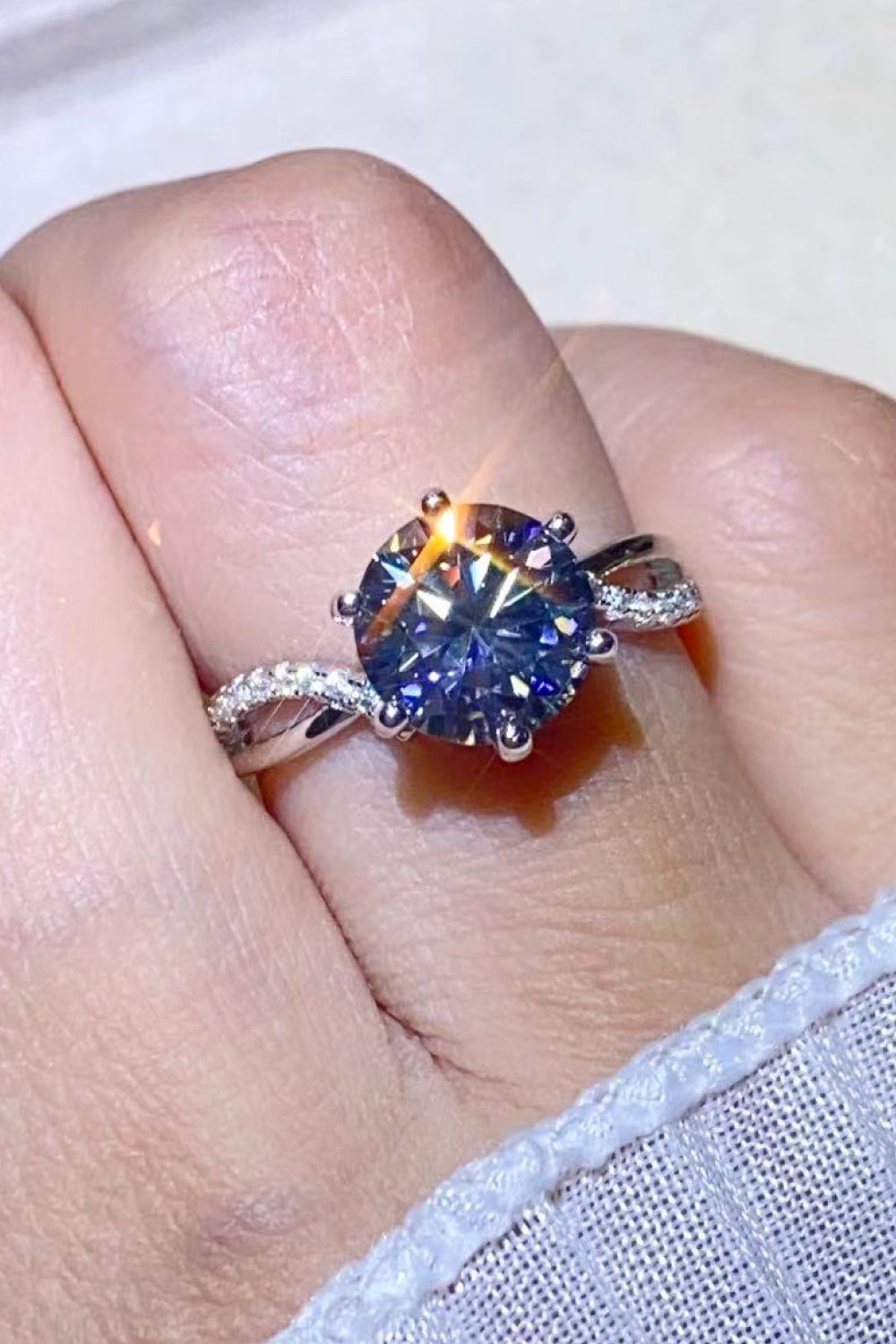 2 Carat Moissanite Ring in Smokey Gray 