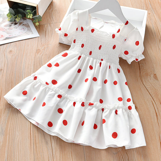 Summer Skirt Girls Sweet Lace Polka Dot Dress