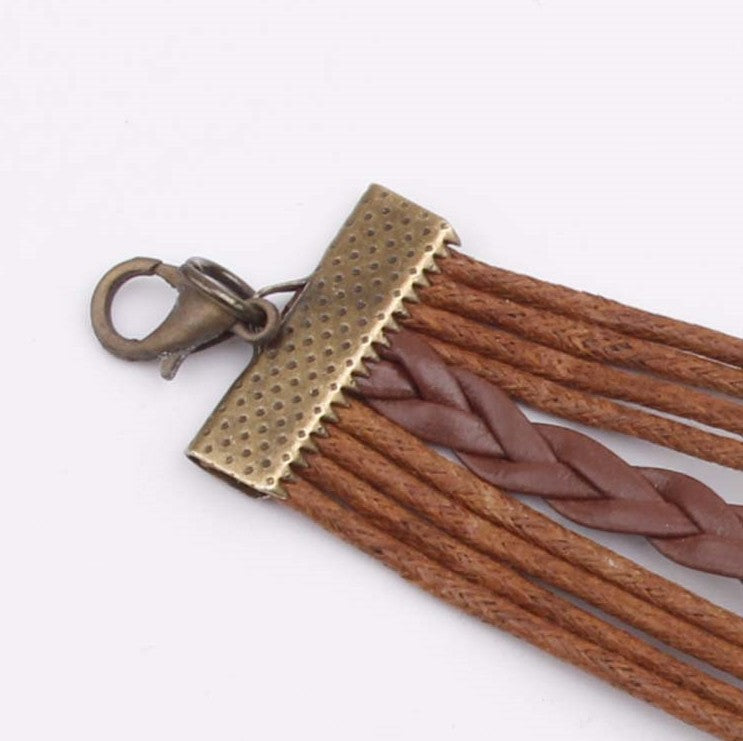 Alloy PU Leather Rope Bracelet 