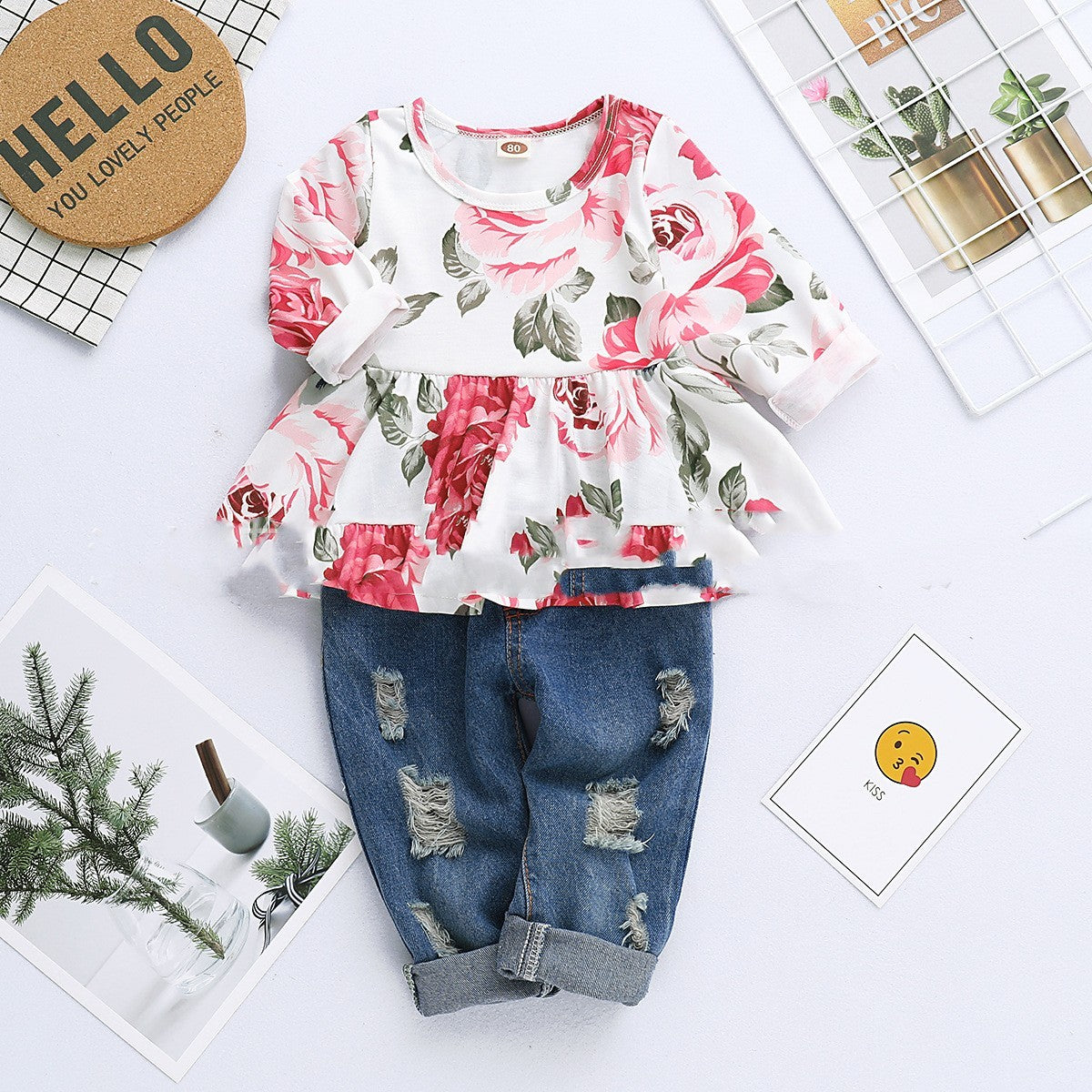 Autumn Long-sleeved Cotton Printed European And American Children's Suits