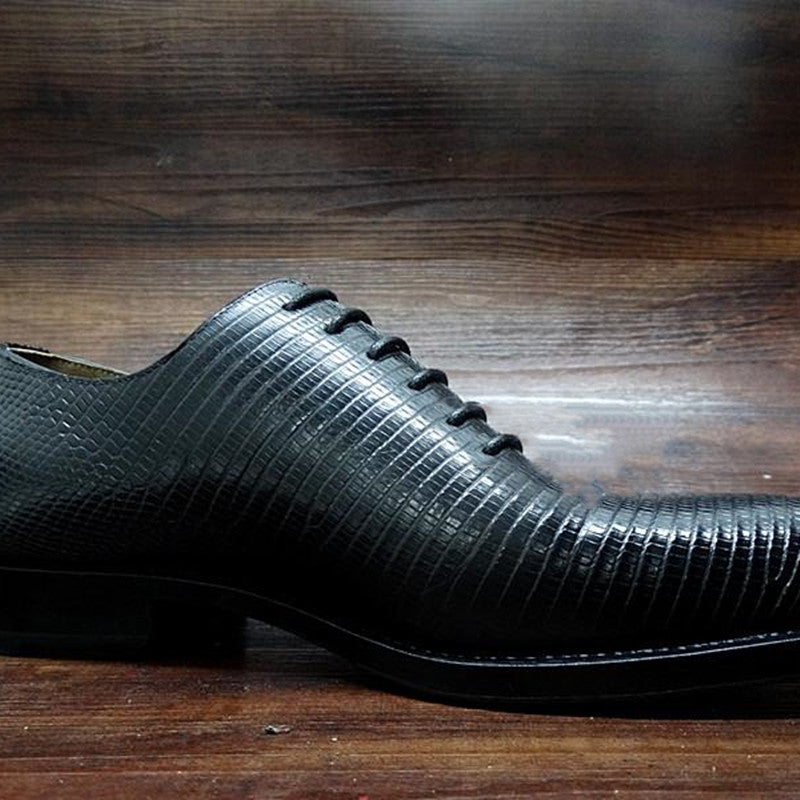 Men's Handmade Pointed Lizard Leather Shoes 