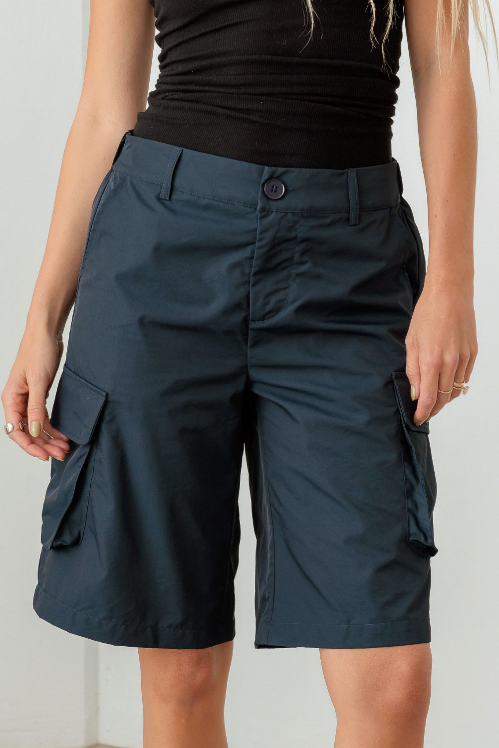 Tasha Apparel Navy Cargo Bermuda Shorts - Babbazon New Products