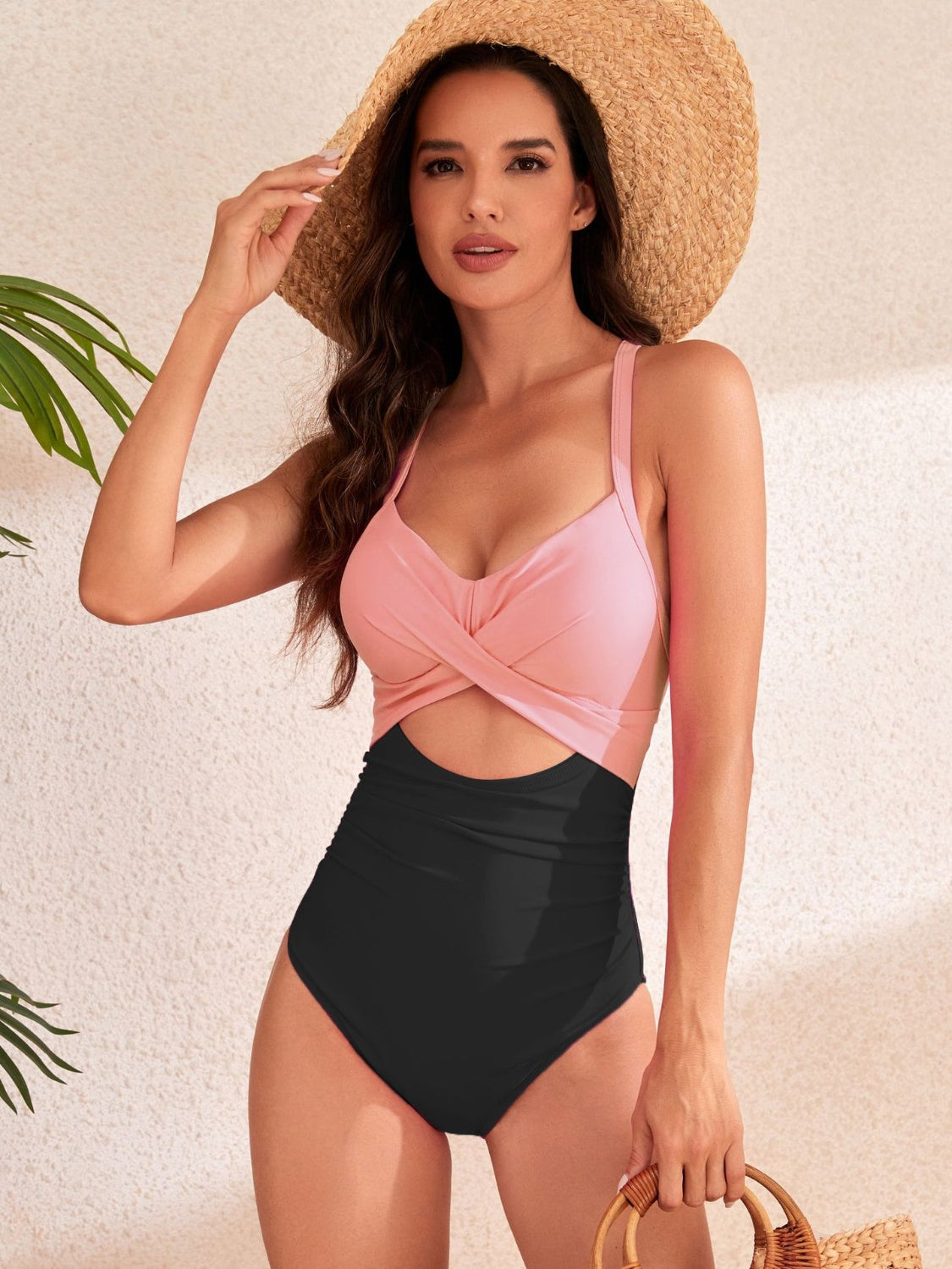 Crisscross Cutout V-Neck One-Piece Swimwear - Babbazon New Products