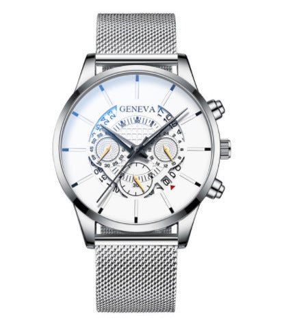 Men's Quartz Watch With Non-Mechanical Alloy Steel Band Calendar