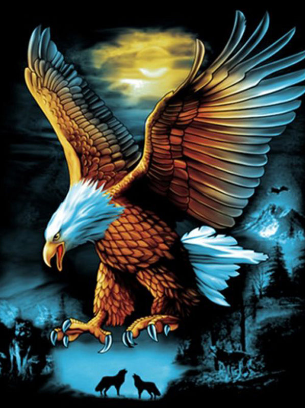 Eagle Tree Wolf Full Cross Painting High-end Art Kit Animal Picture 3D Diamond Painting