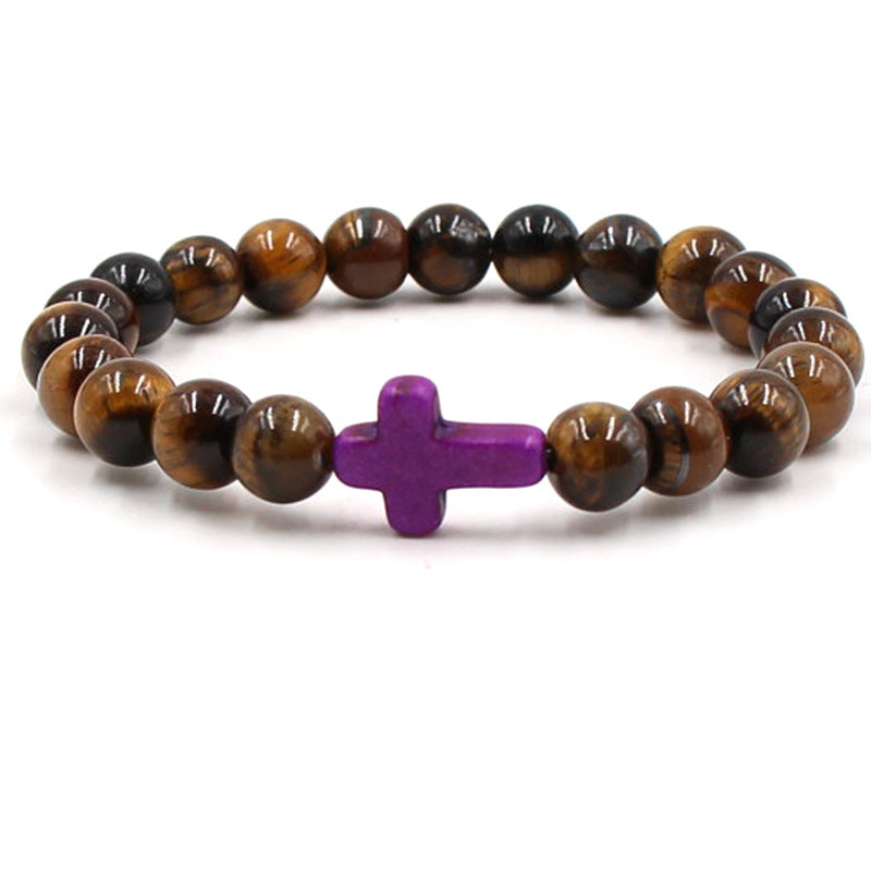 Nine-color Turquoise Cross Tigereye Bracelet Buddha Beads Bracelet