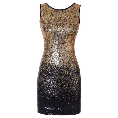 Sleeveless Backless Slim Nightclub Skirt Sequin Sexy Dress