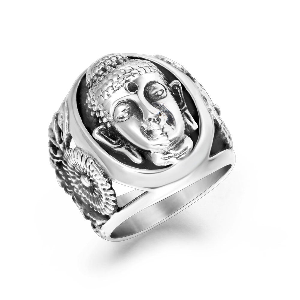 Buddha Face Retro Titanium Steel Casting Ring Ring Fashion Accessories Men's Jewelry