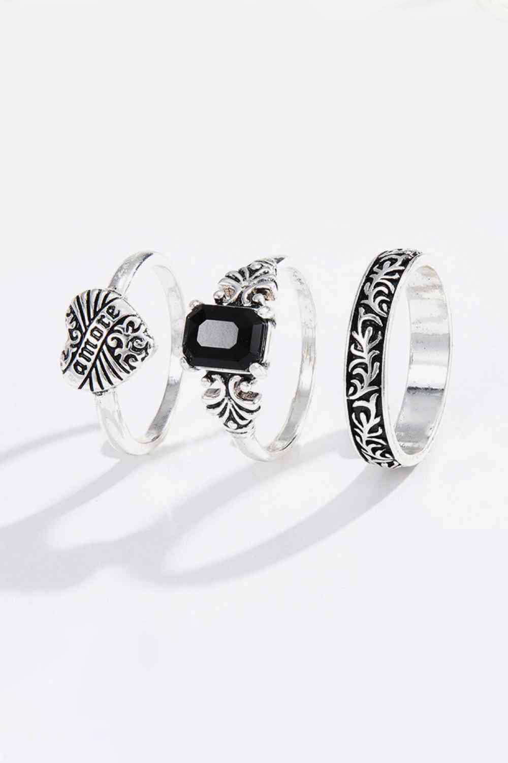 Zinc Alloy Three-Piece Ring Set 