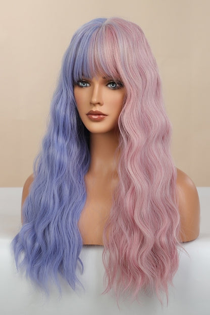 13*1" Full-Machine Wigs Synthetic Long Wave 26" in Blue/Pink Split Dye 