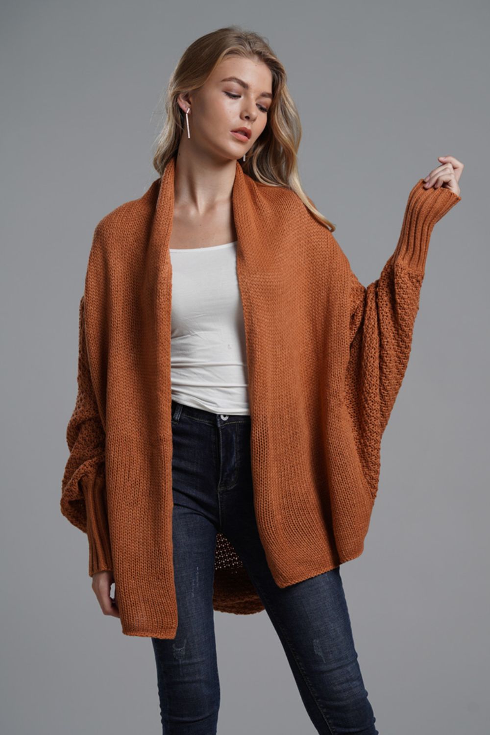 Open Front Batwing Sleeve Cardigan