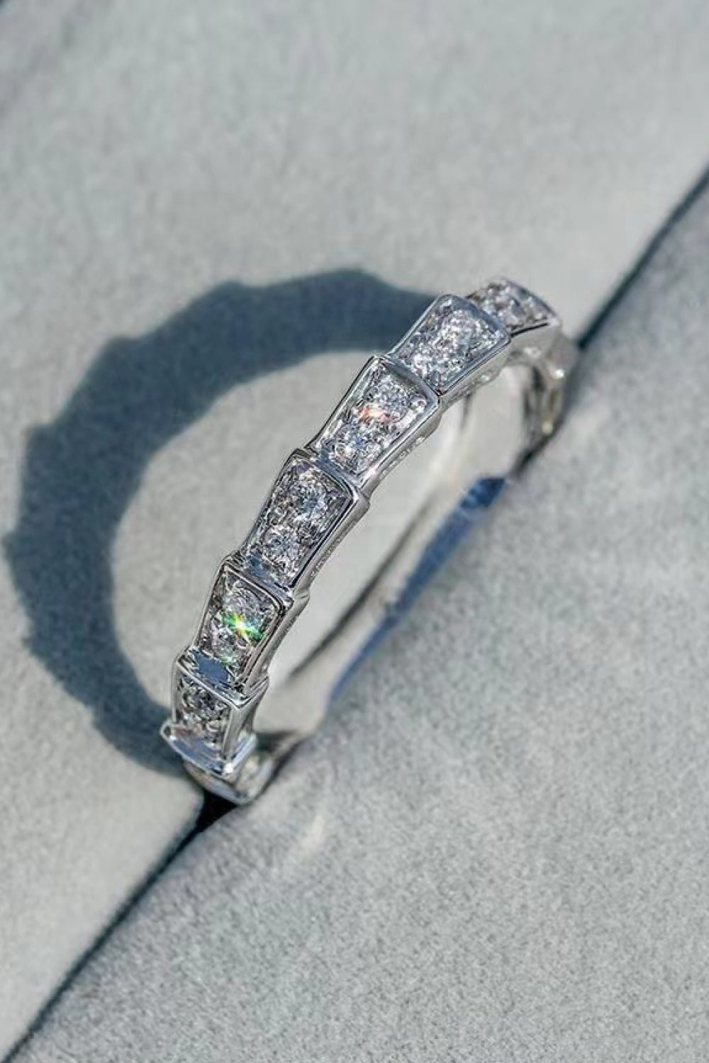 Shiny 3 Carat Moissanite Platinum-Plated Ring 