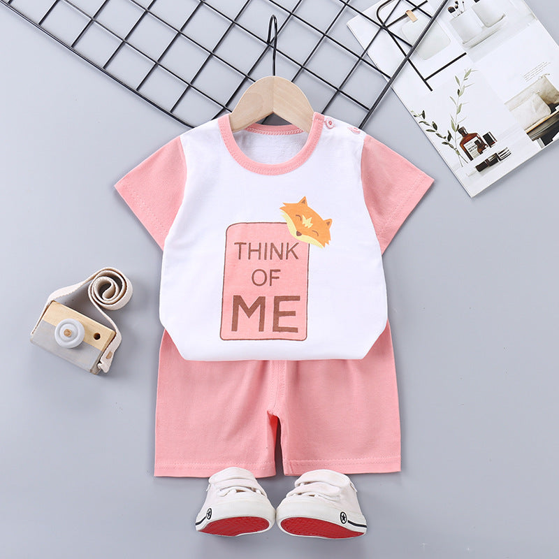 Children's Short-sleeved Suit Pure Cotton Korean T-shirt Shorts