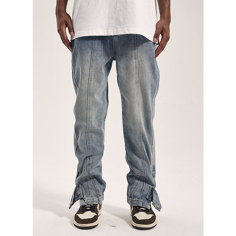 High Street Distressed 3D Cut Jeans With Side Zipper