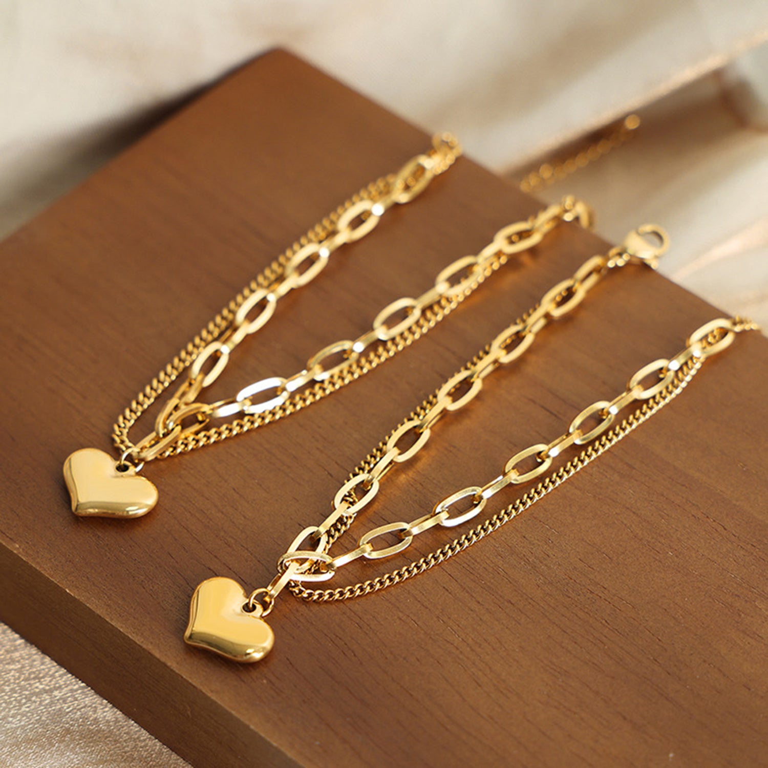 Heart Shape Lobster Closure Chain Bracelet 