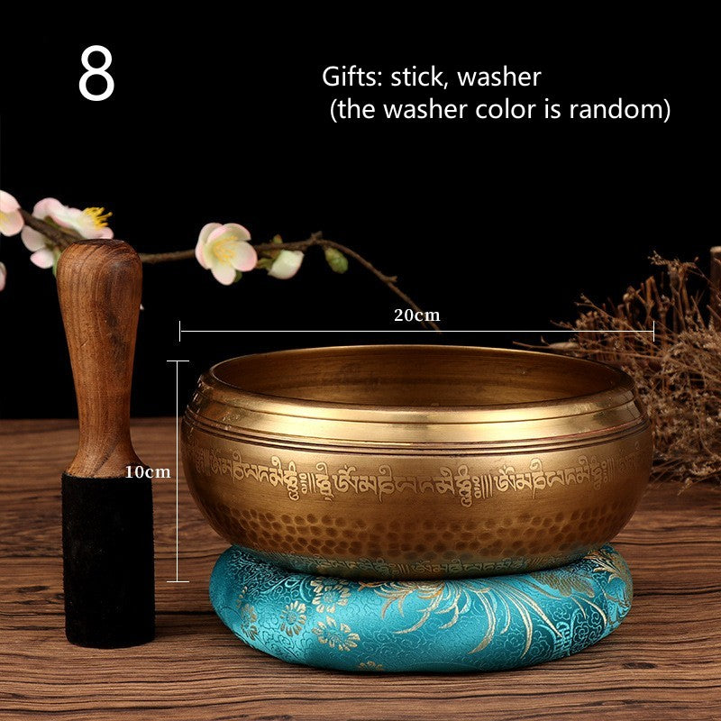 Tibetan Nepal Handmade Singing Bowls Set Buddha Mantra Design