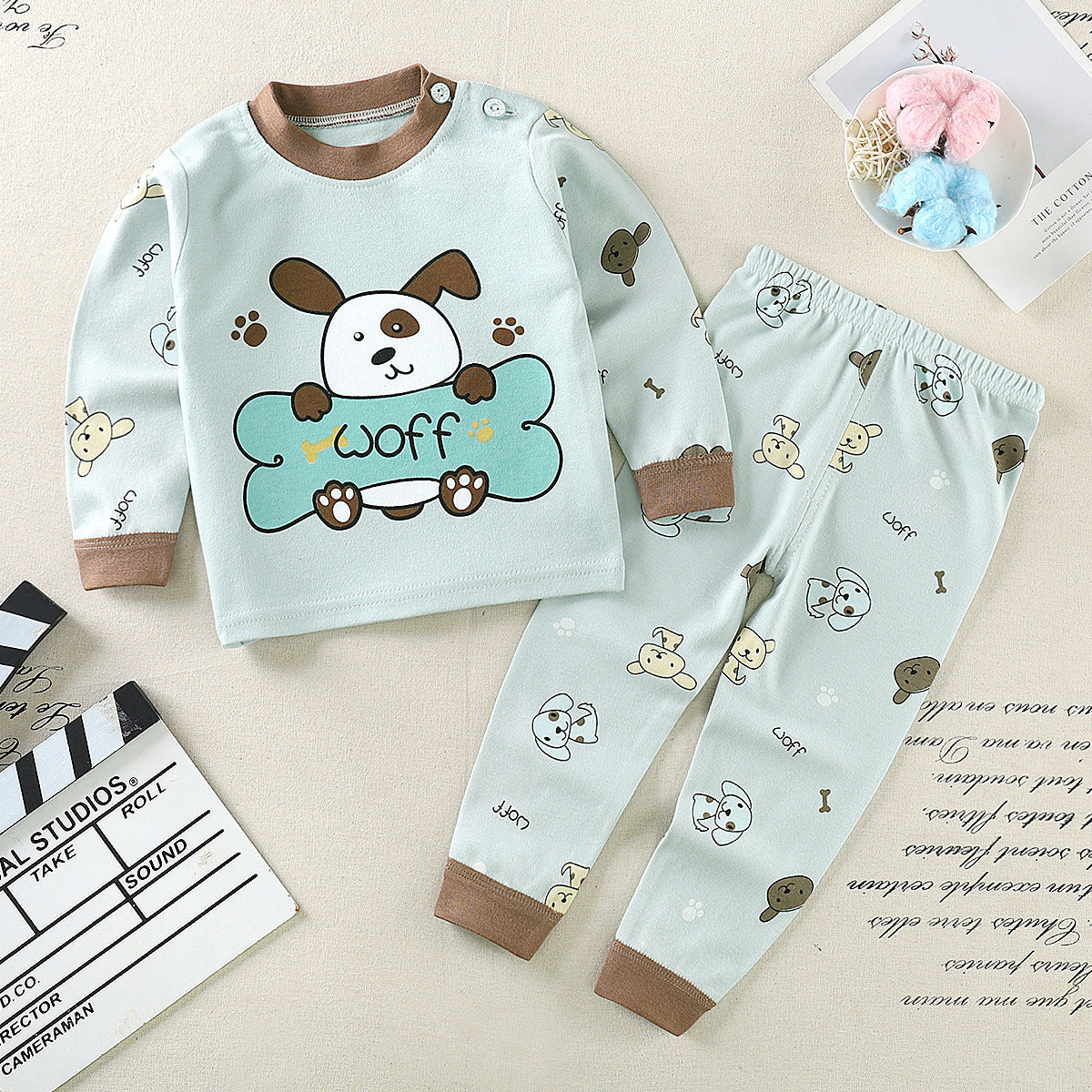 Pure Cotton Boys And Girls Autumn Clothes Long Trousers Suit