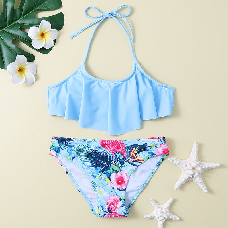 Swimwear Leaf Print Split Fashion Children