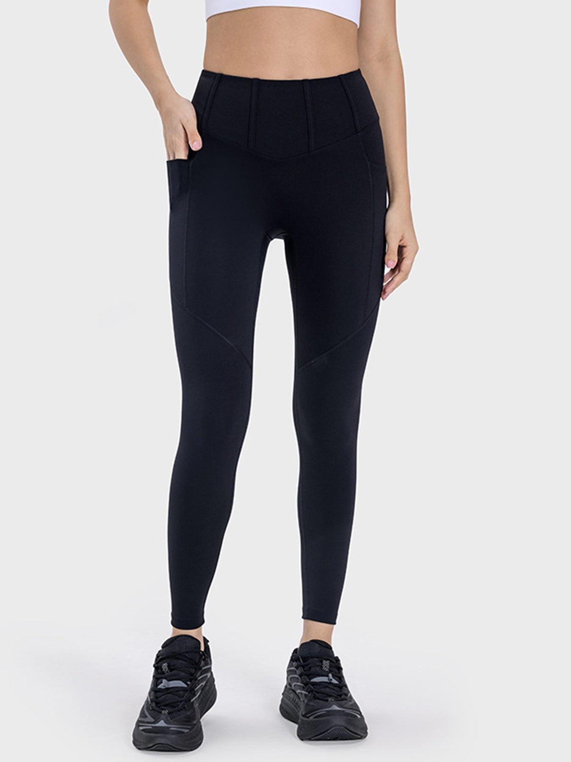 Pocketed High Waist Active Leggings - Babbazon New Products