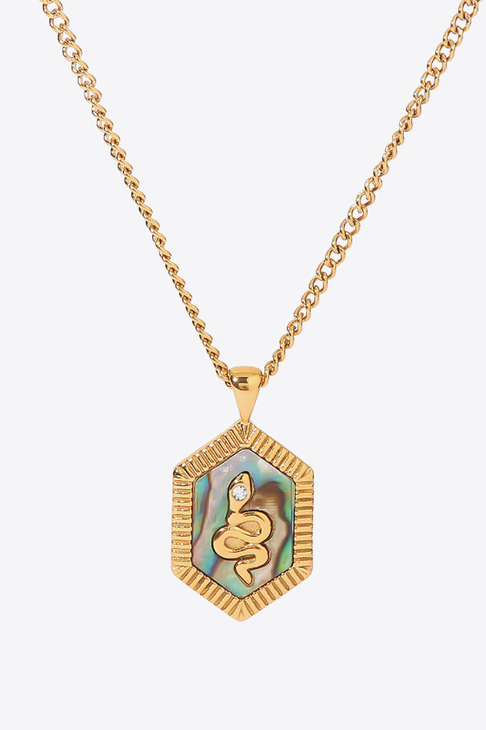 18K Gold Plated Snake Geometric Pendant Necklace 