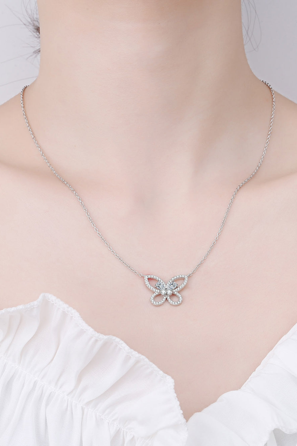 Moissanite Butterfly Pendant Necklace 